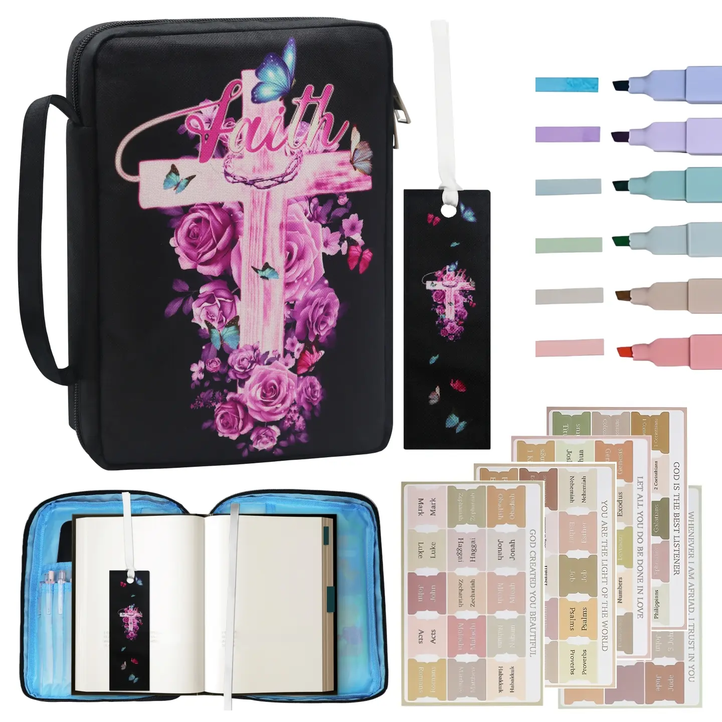 Bible Cover for Women with Flowers Printing, Bible Case,Bible Bag, Study Bible Case,Covers for Bible,Bible Book Covers
