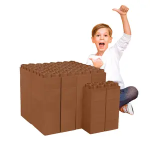 BiggoBlocks Jumbo Durable Plastic Building Blocks - 48-PC Single-Color Brown Set, Indoor/Outdoor Stacking Toy for Ages 3-8 Kids