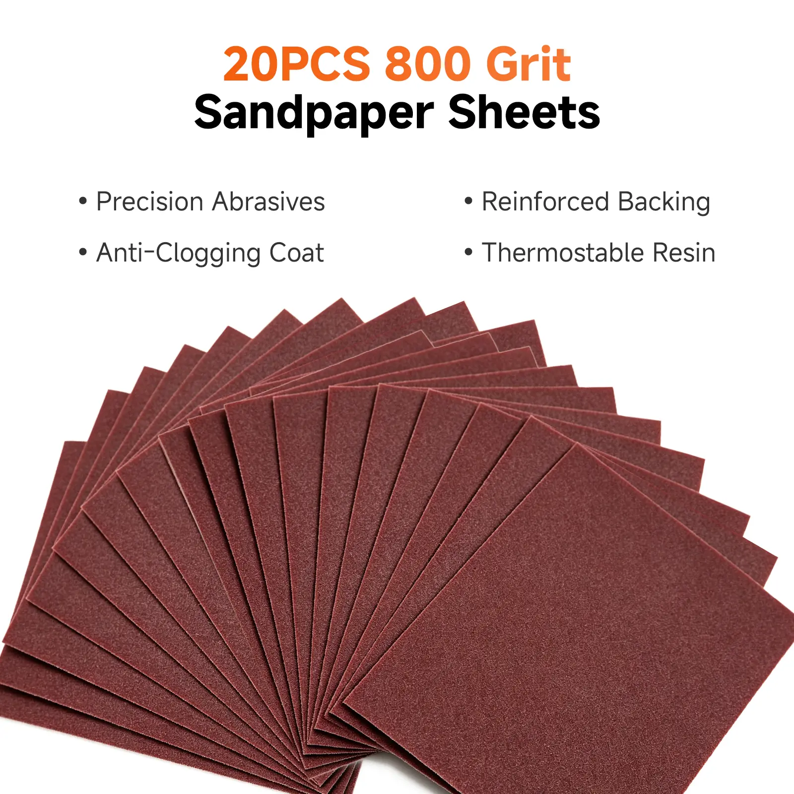 20PCS 800 Grit Wet-Dry Abrasive Sandpaper Sheets (10.6x8.7 in, Sheet Form) for Wood/Metal Surface Finishing, Furniture & Automotive Polishing, Father's Day Gift