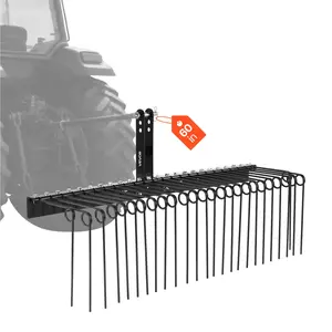 VEVOR 60 in Tow Behind Landscape Rake, 3 Point Hitch Lawn Dethatcher Rake, 26 Spring Steel Tines, for Category 1 Tractors, Heavy Duty & Rust-Resistant Rakes Tractor Attachments for Leaves Pine Needle