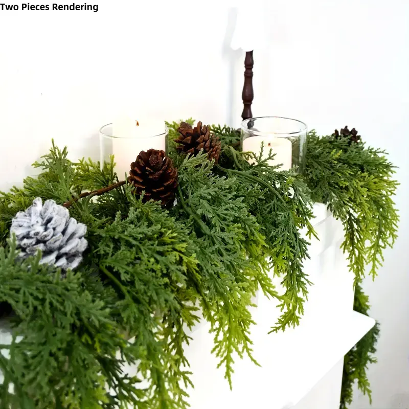 3PCS Lush Real Touch Winter Cedar Garland 72" - Perfect for Home Holiday Decor, Green Artificial Greenery Garland for Table, Mantle, Wall, Indoor, Outdoor Christmas Decorations Nature