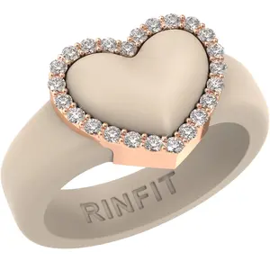 NEW! Heart with Metal Frame & CZ Stones - Women's Silicone Rings- Patent Pending Design