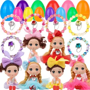 12 Pack Easter Basket Stuffers & Gift Set for Kids – Pretend Play Toys, Cute Dolls, Colorful Bracelets & Easter Egg Fillers – Prefilled Easter Gifts for Toddler Girls & Boys, Party Favor Supplies