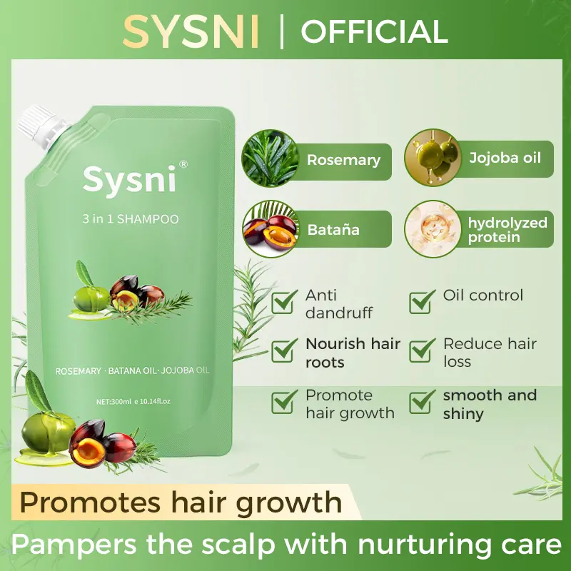 SYSNI 3-in-1 Shampoo for Hair Growth & Thickening infused with Batana Oil, Rosemary & Jojoba OilNourishes Scalp, Reduces Thinning, Promotes Fuller Hair300ML(10.14 oz).