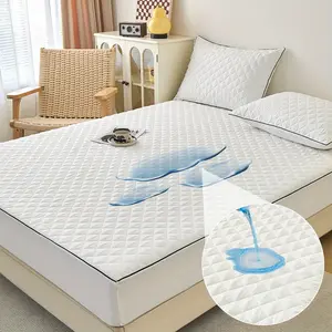 3 pieces of solid color plaid design thickened silent mattress protective cover - soft and comfortable solid color bedding, suitable for bedroom rooms, apartments, school cafeterias, rental rooms (1 mattress + 2 pillowcases)