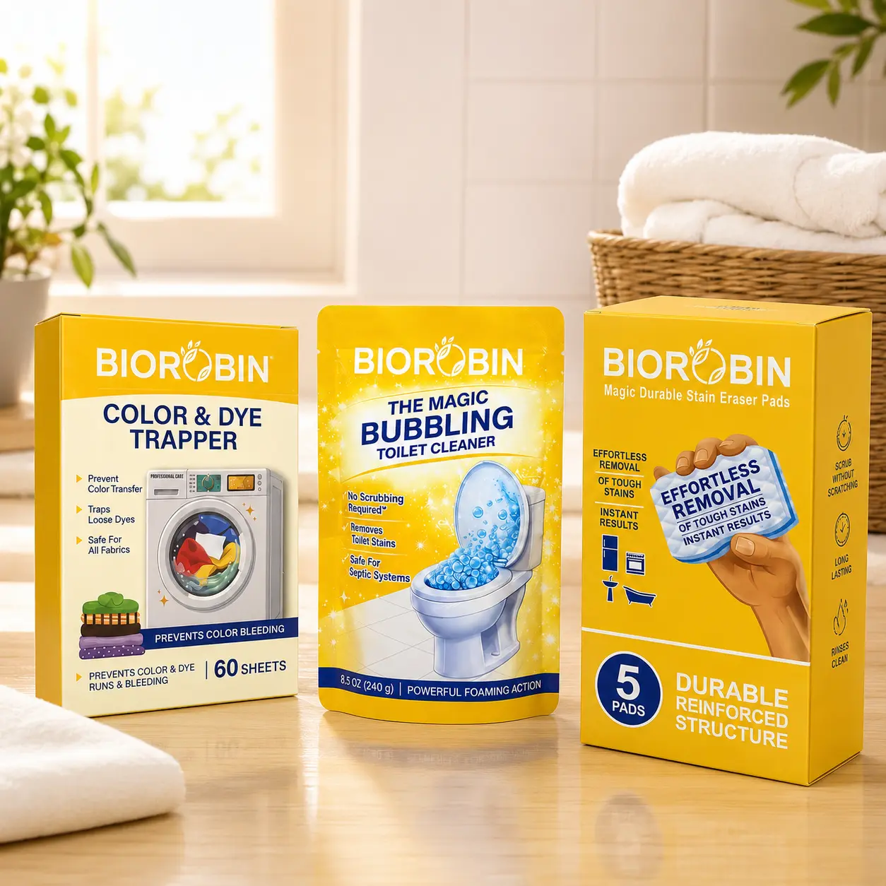 BIOROBIN 3-in-1 Home Cleaning Kit – All-in-One Household Care Bundle for Laundry, Bathroom & Kitchen Cleaning
