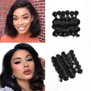 Body Wave Bundles Synthetic Hair 10 Inch Hair Bundle 6 Bundles synthetic Hair Extensions for Black Women Natural Color