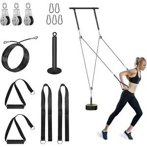 Weight  Pulley System Gym,  Weight Pulley System Attachments for Home Gym with Handle Pulley System Gym LAT Pull Down, Biceps Curl Workout