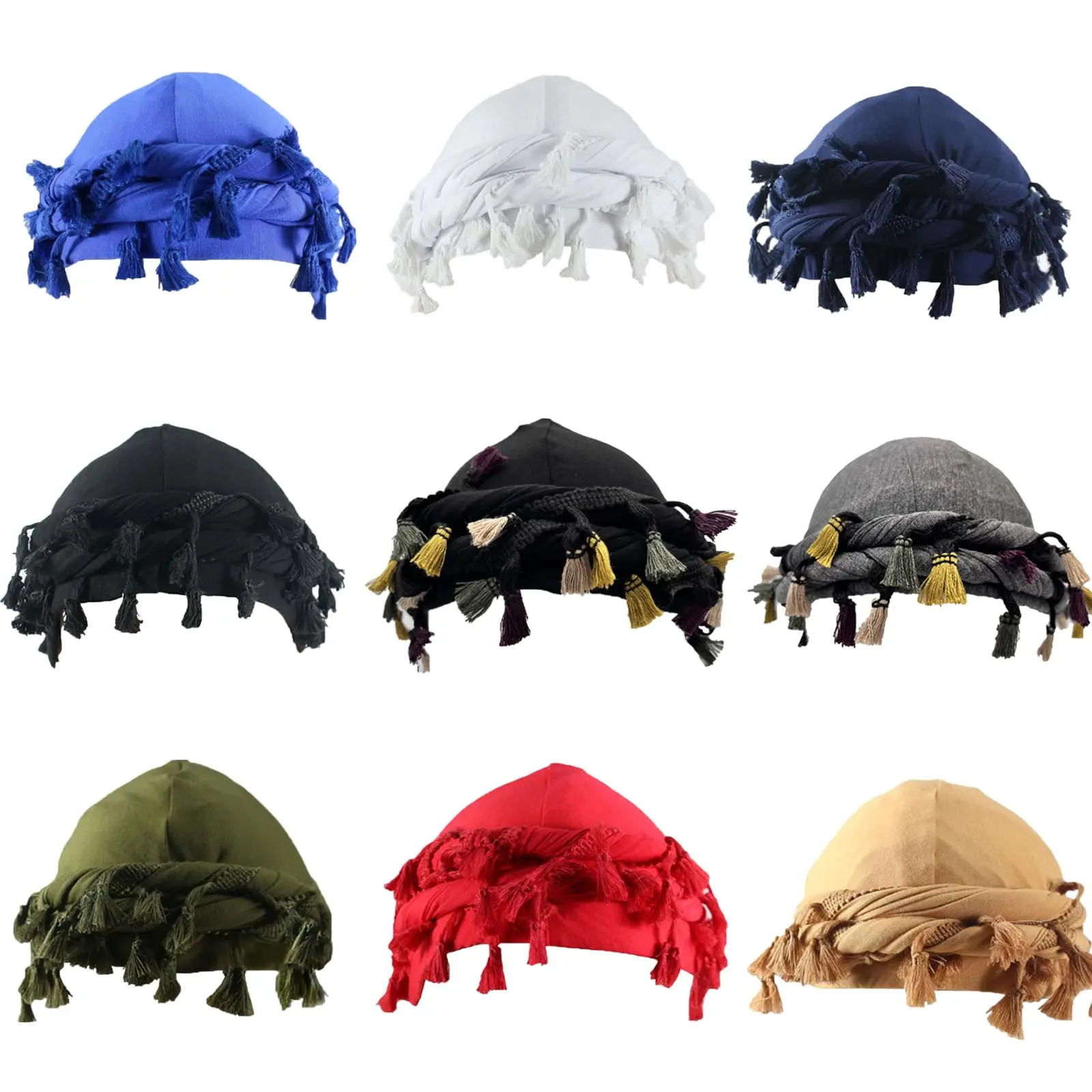 Adjustable Expandable Hats - Soft Sturdy Satin-Lined Halo Turban, Pre-Tied Cap Tail Braid-Wrapped Durag, Stylish Twisted Tassel Hair Bonnet, Casual 1pack/2pack Expandable Headwear for Daily Use & Sleep