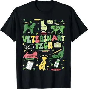 Veterinary Tech Medicine St Patrick's Day Vet Tech Dog Cat T-Shirt