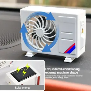 Creative Solar Car Air Freshener Air Conditioner Shape - Mini Dashboard Decoration Ornament - Rotating Propeller Aromatherapy Diffuser with Essential Oil - Funny Auto Interior Accessories Gift for Men Women