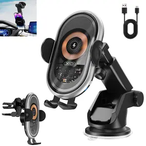 Wireless Car Charger, 15W Fast Auto Clamping Car Charger Phone Holder,compatible with iPhone 16 15 14 13 12 11 Pro Max, Samsung Galaxy S24 S23 S22 S21, and other smartphones, suitable for all phones with wireless charging functions.