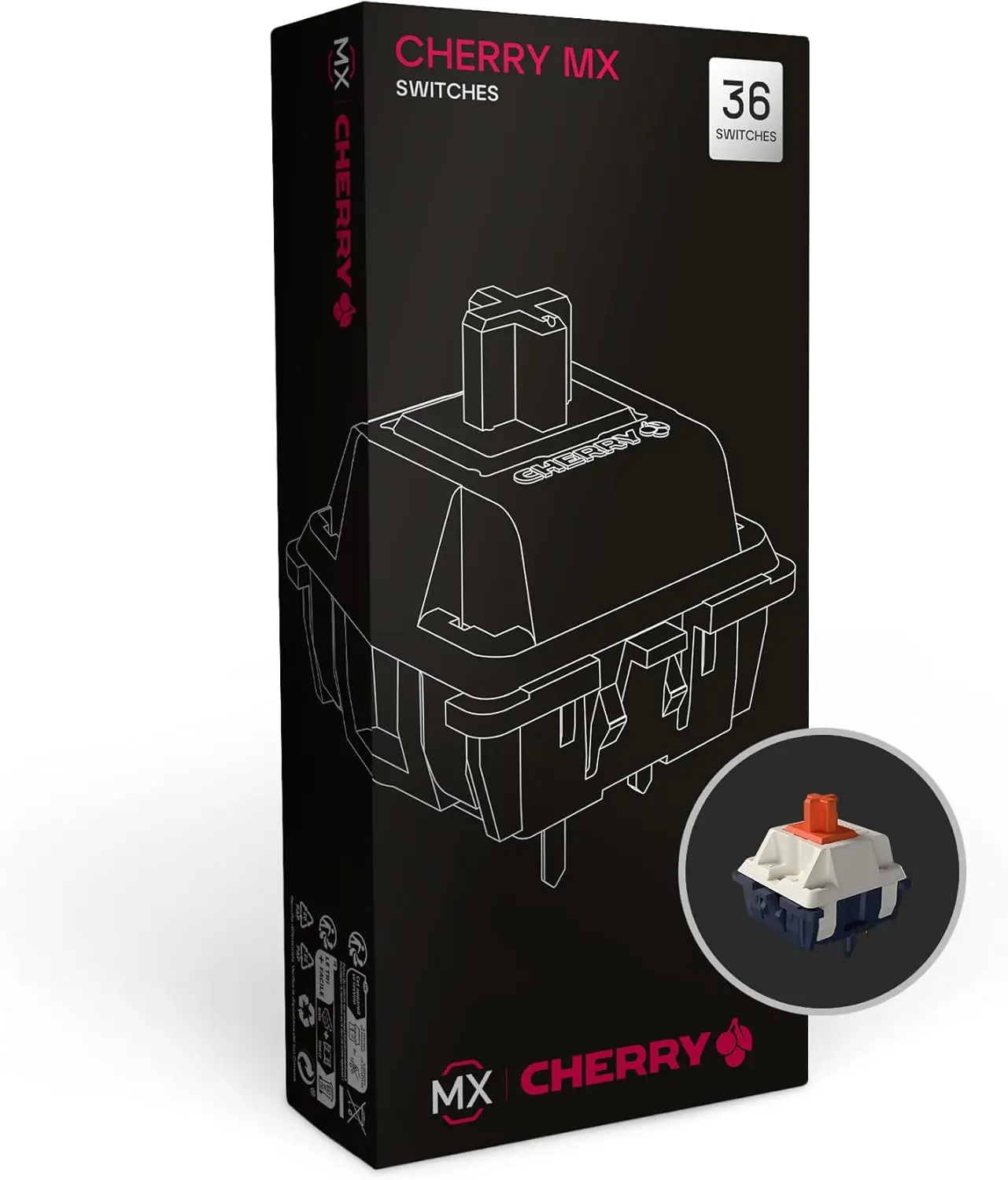 Cherry MX Falcon Mechanical Keyboard Switch Kit, 36 Hot-Swap Tactile Switches, for DIY & Gaming Keyboards, No-Click Heavy-Satisfying Performance
