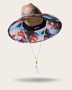 Bowie UPF 50+ Lifeguard Straw Hat with Tie Dye Design and Adjustable Drawstring