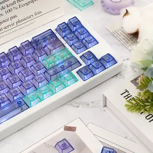 Purple Transparent PC Material Keycaps Full 157 Keys Cherry Profile Compatible with Cherry MX Gateron Kailh Switches for ANSI Mechanical Keyboards