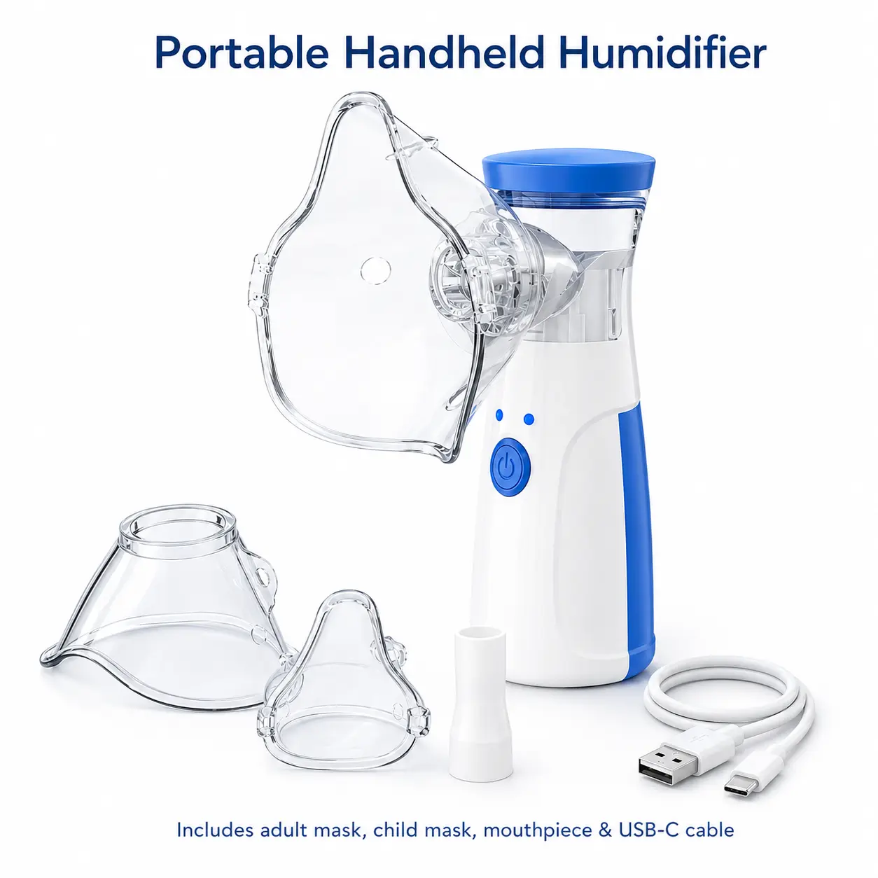 Rechargeable Portable Handheld Mist Humidifier - Ultrasonic Cool Mist Mister with USB-C Accessories, Quiet, Moisture-Boost Youth Personal Care Appliance, Thoughtful Family Gift for Mum