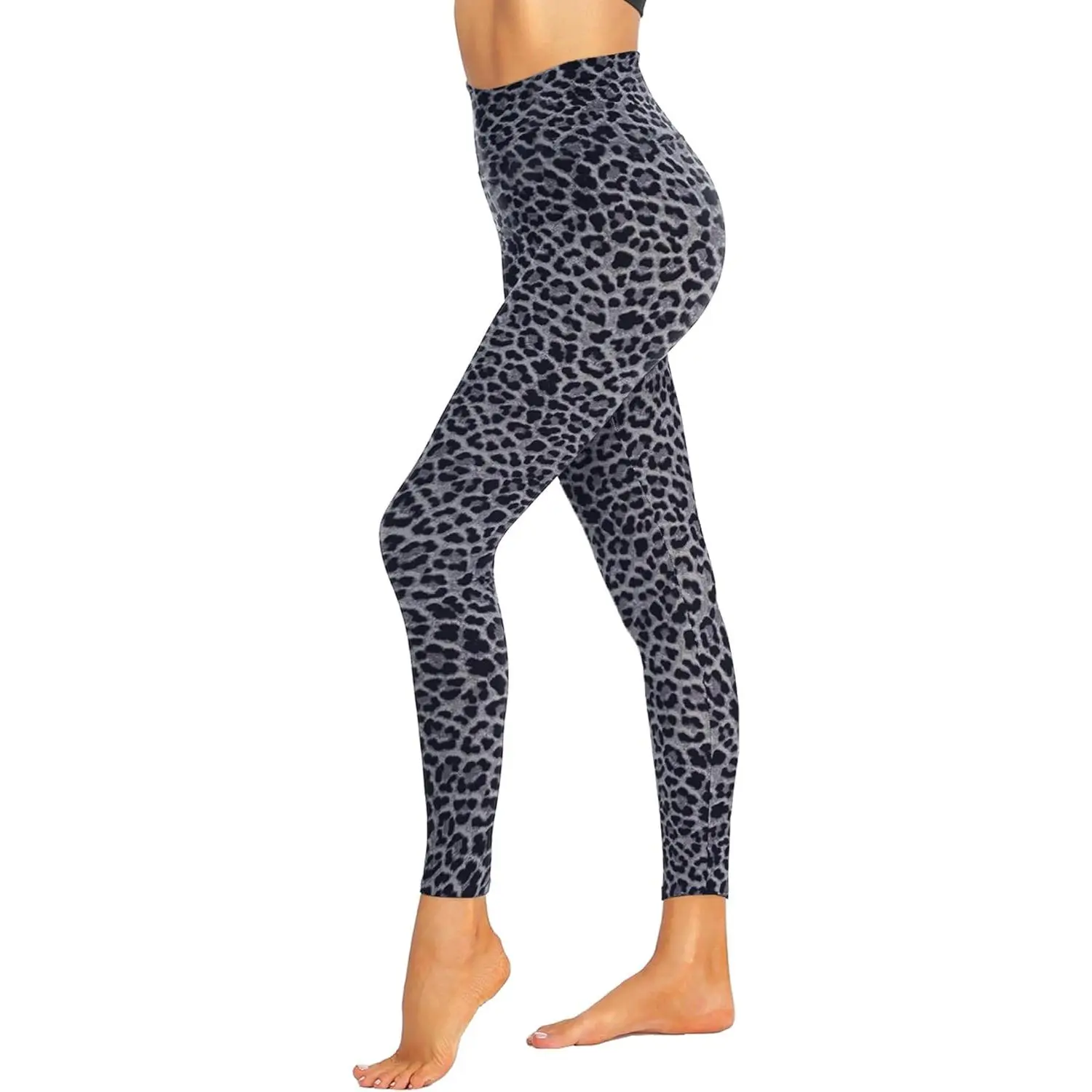 High Waisted Leggings for Women - Tummy Control Soft Opaque Printed Pants with Camo, Leopard for Workout Skating