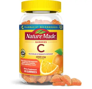 Nature Made Maximum Strength Dosage Vitamin C 1000mg per Serving, Immune Support Vitamin C Gummies for Adults, 80 Vitamin C Gummies, 20 Day Supply