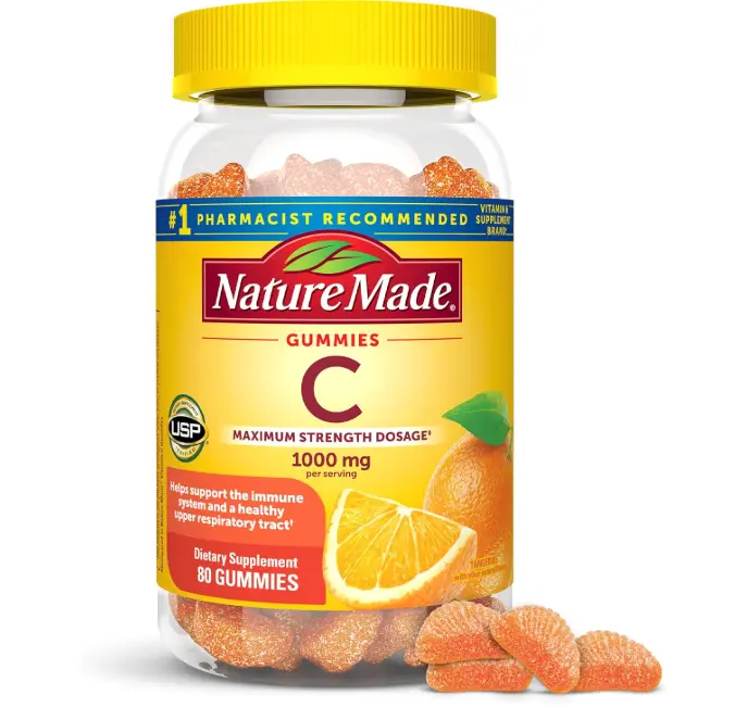 Nature Made Maximum Strength Dosage Vitamin C 1000mg per Serving, Immune Support Vitamin C Gummies for Adults, 80 Vitamin C Gummies, 20 Day Supply