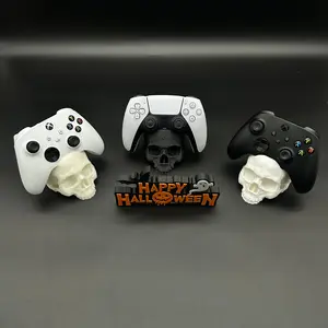 Skull Controller Stand for PS5 & Xbox – 3D Printed Desk Mount, Halloween Gamer Decor, Minimal Footprint (3x4.5x3 in)