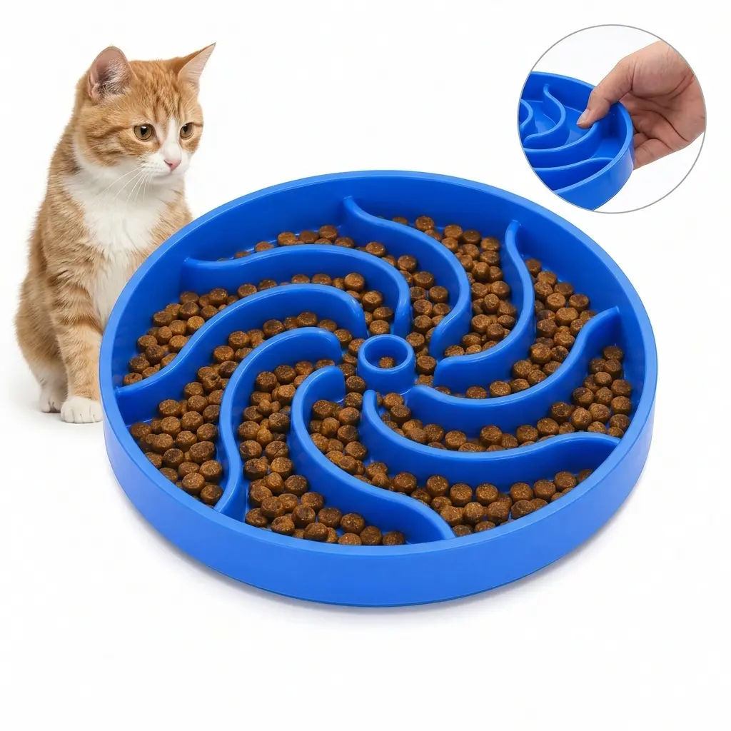 Non-Slip Silicone Slow Feeder Dog Bowl - 7.9" Flexible Maze Interactive Puzzle Feeder for Puppies & Medium Dogs, Soft Anti-Choking Bloat Stop Bowl for Dry, Wet Food & Lick Treats, Blue