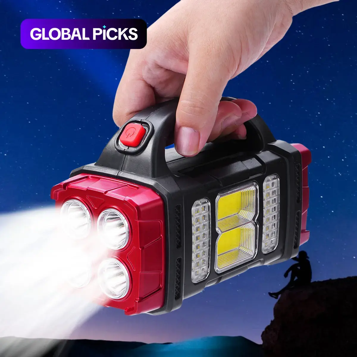 Portable Solar-Powered Camping Light, Outdoor Rechargeable LED Flashlight, Flashlight Lighting, Multifunctional Solar Hand Lamp for Camping and Hiking, Camping Accessories #GLOBAL PICKS