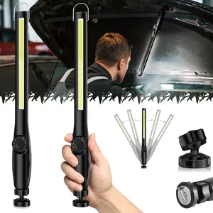 ISUNMEA 2 Pack Portable flashlight work light inspection light with magnetic base hook, LED Work Light used for car repair, home garage, emergency outdoor camping