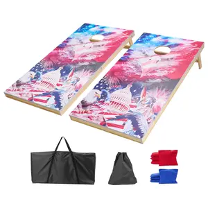 VEVOR Cornhole Set, 4x2 ft Corn Hole Game Boards, Solid Wood Portable Toss Board, Indoor and Outdoor Cornhole Play for Adults, Include 8 Bean Bags and Carrying Case, for Yard, Backyard, Beach, Camping