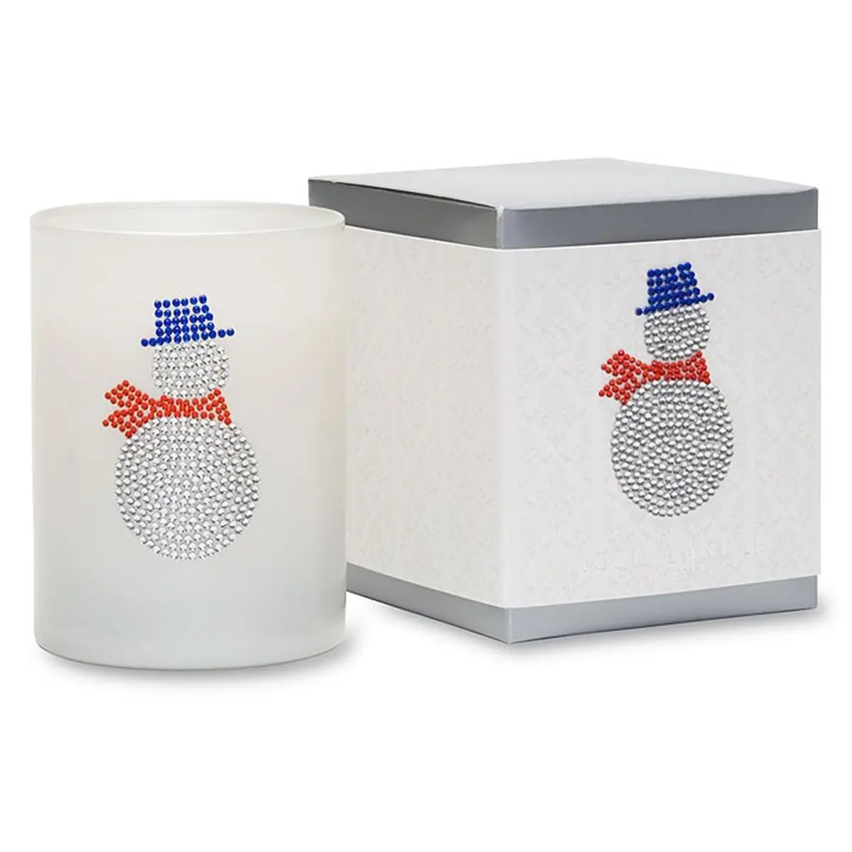 Primal Elements Iconic Frosty Citrus Icon Candle - 9.5oz Rhinestones-Adorned White Glass Decorative Candle, Gift Box-Included Home Decor Aroma Gift