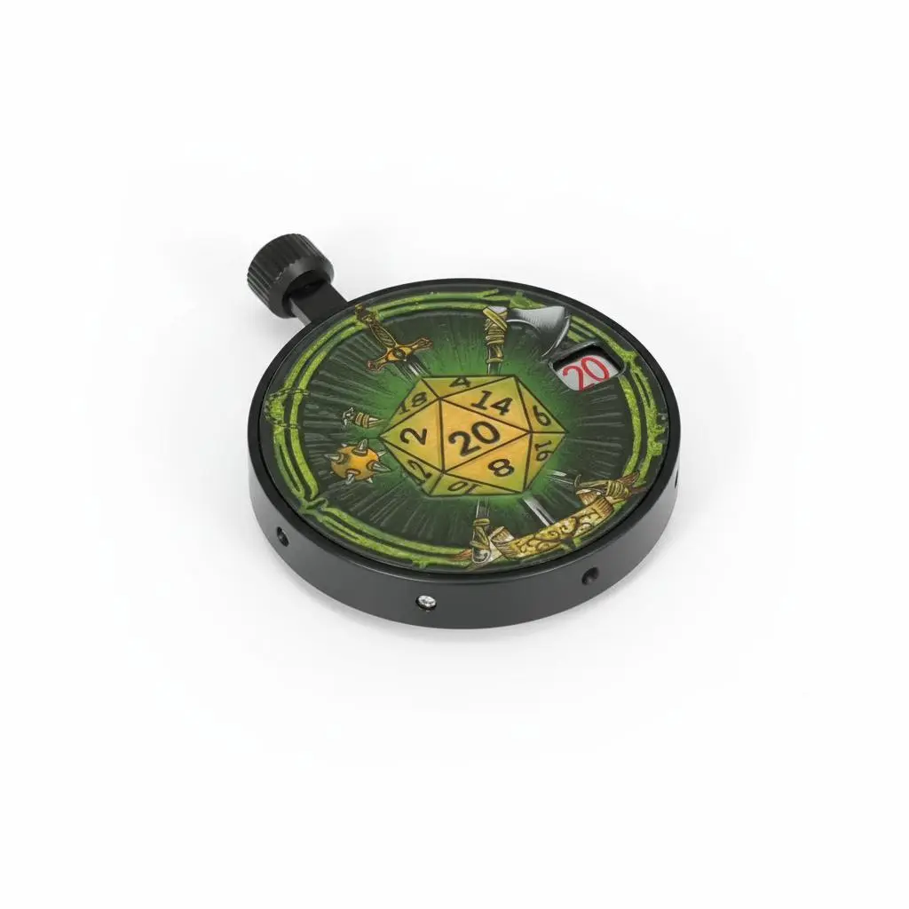 Mechanical Pocket Watch Spinner Dice Precision-machined metal dice made from aerospace-grade aluminum alloy via CNC machining for tabletop game TTRPG EDC Metal Fidget Toy Wearable Art Pendant Collectible for Dungeon & Role Playing Gift