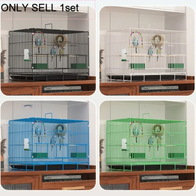 Foldable Iron Bird Cage, Dense Mesh Bird Villa, Ideal for Budgies, Cockatiels, Lovebirds, Finches, Durable & Space-Saving Design