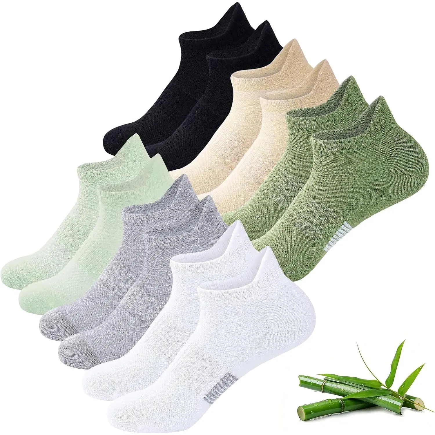 Women's Low Cut Ankle Socks, 6 Pairs, Lightweight Bamboo Viscose, Breathable & Moisture-Wicking for Sports & Casual Wear, Low Cut Socks, Moisture Wick, Short Length, All Seasons, 6X Brownbeige Set, Minimalist, Assorted Set Low Cut Socks