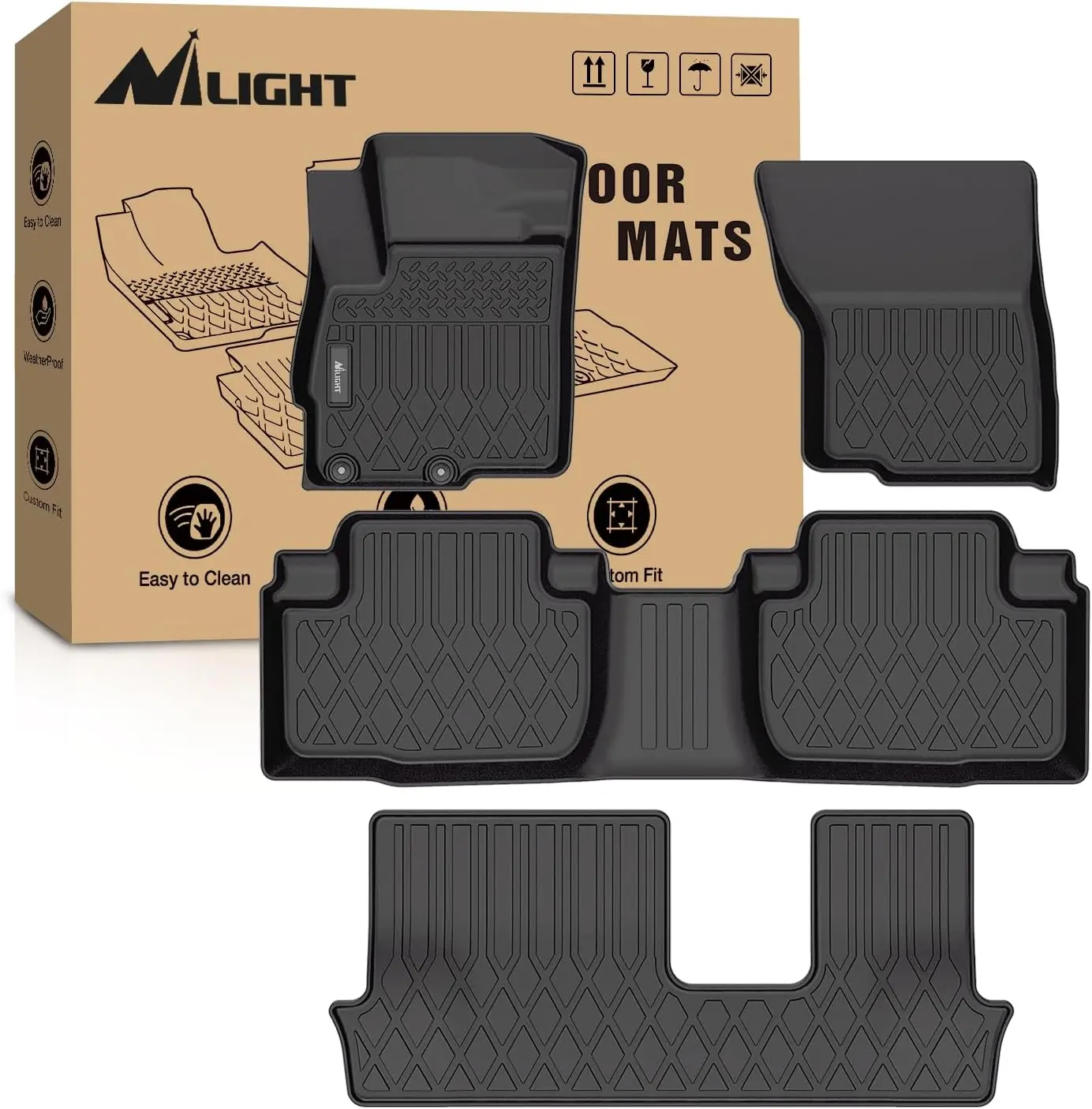 Nilight TPE Waterproof Car Mats - Custom Fit for Mitsubishi Outlander 2014-2021, All-Weather Heavy-Duty Mat Floor Liners, Automotive Car Interior Accessories, Mat Floor Mats