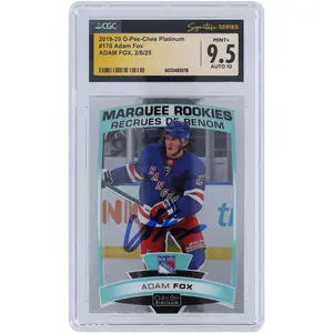 Adam Fox New York Rangers Autographed 2019-20 Upper Deck O-Pee-Chee Platinum #178 CGC Fanatics Witnessed Authenticated 9.5/10 Rookie Card - Fanatics Authentic Certified