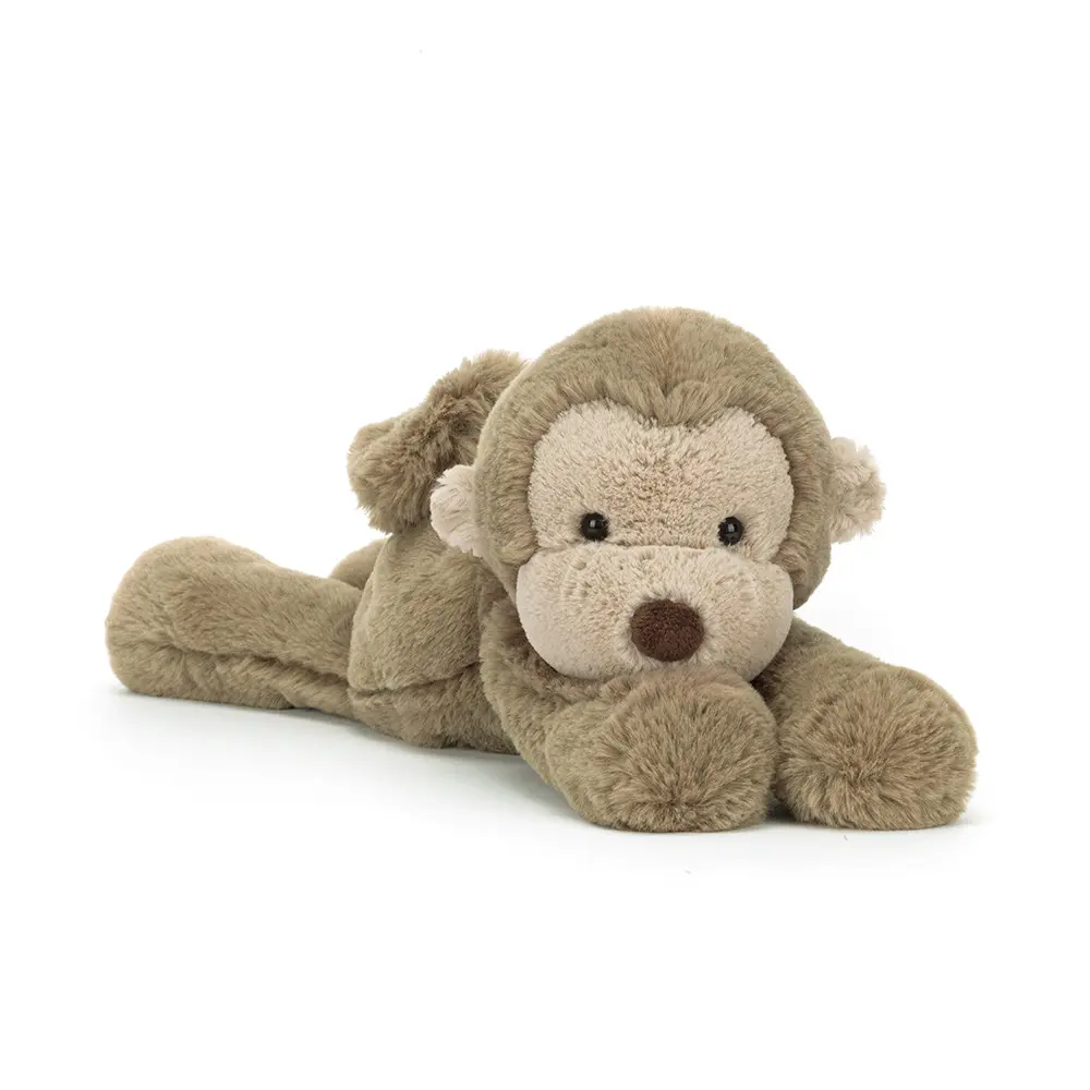Jellycat Smudge Monkey Plush Toy - Ultra-Soft Lying Brown Monkey
