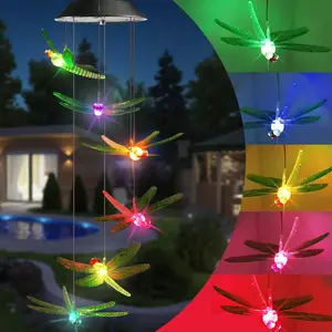 Summer Garden Decorative Lights.Solar Wind Chimes Outdoor, Color Changing Solar Lights Dragonfly, Gifts for Mom Grandma, Waterproof Decorative Mobile Light, Gardening Gift for Garden,Patio, Window, Yard, Outdoor Decor summergarden