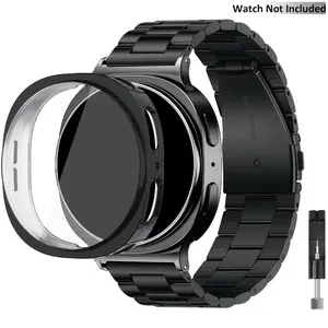 Classic Stainless Steel Strap for Samsung Galaxy Watch 8 (40mm/44mm), Smart Watch Straps, Smartwatch Strap, High-Quality Metal Band, Includes Size Adjustment Tool & Tpu Case, Accessories