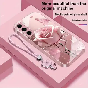 Suitable for [Galaxy S23+] high-end phone case，a beautiful four-leaf clover lanyard is included,exquisite and high-end design,a variety of colors are available for you to choose from YM99