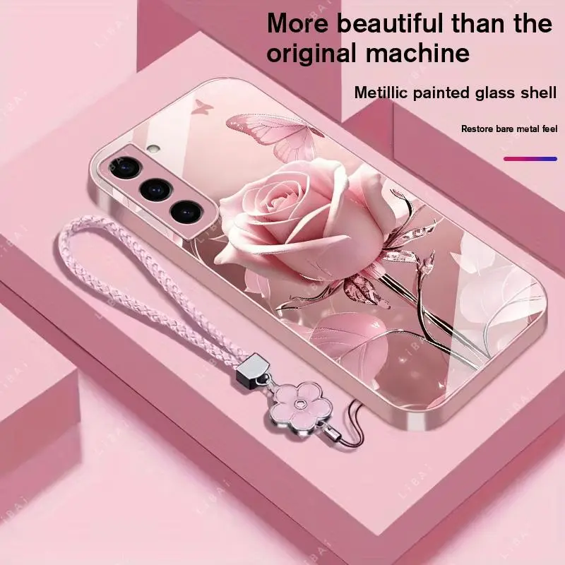 Suitable for [Galaxy S23+] high-end phone case，a beautiful four-leaf clover lanyard is included,exquisite and high-end design,a variety of colors are available for you to choose from YM99