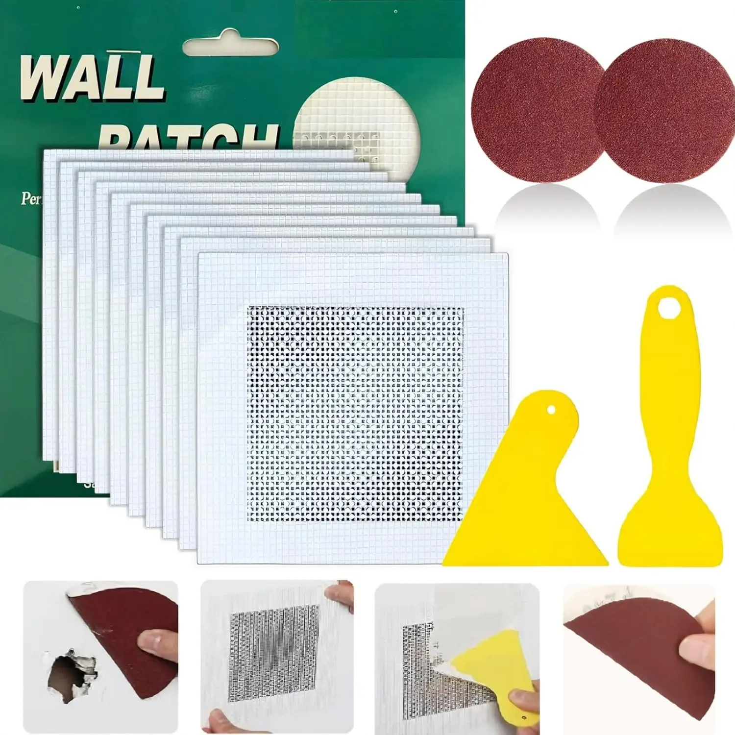 14 Pack Drywall Repairs Patch, Drywall Repair Kit with Extended Self-Adhesive Mesh, Wall Patch Repair Kit, Dry wall Repair Tool, Drywall Patch Wall Repair Patch Kit, 2 Inch Drywall Hole Repair Patch