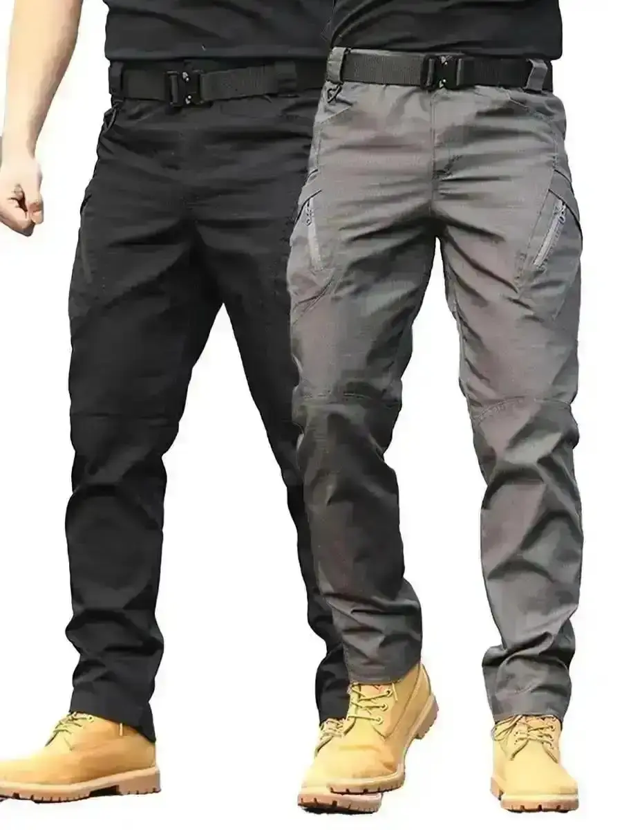 2026 2 PCS Men's Tactical Work Pants, Durable Fabric for Hiking, Durable Fabric Menswear Breathable Casual Cargo Day Big Small Zipper Black Plain Stylish, Multi-Pocket, Outdoor Activities and and Construction