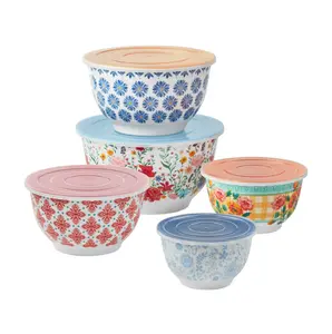The Brilliant Blooms 10-Piece Melamine Bowl Set Plastic Tableware