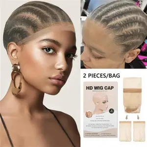 4 pieces Light Brown Stocking Wig Caps Stretchy Nylon Wig Caps for Women