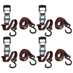 12 ft. x 1 in. Ratchet Tie-Down Straps with S-Hook (4-Pack)