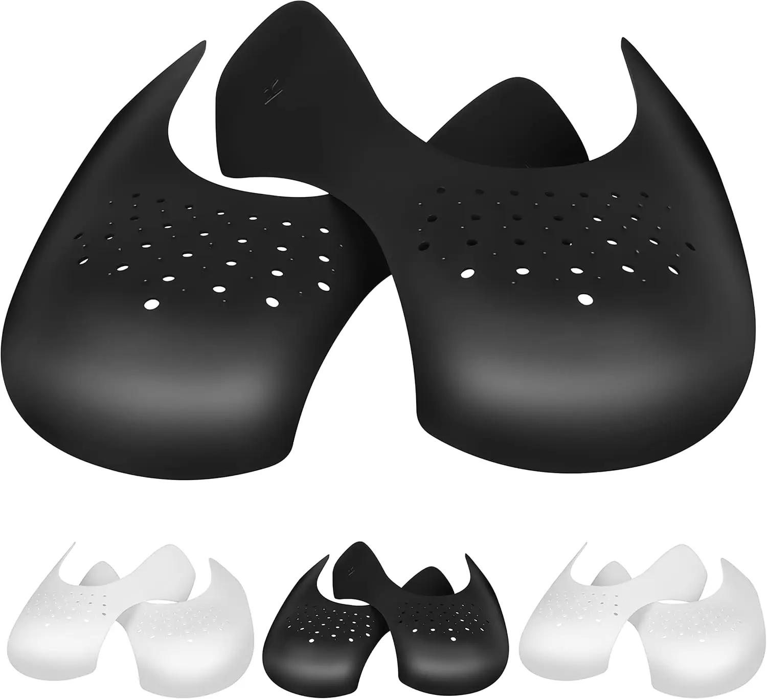 Shoe & Boot Toe Guards, 4 Pairs Crease Protectors for Most Sneakers, Jordan 1, Air Force 1, Dunk Low - Men's US 7.5-12/ Women's US 5-8.5 (Black+White, Men's US 7.5-12)