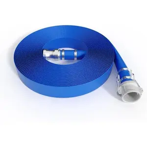 Pool Backwash Hose with Aluminum Camlock Fittings - Heavy Duty PVC Lay Flat Discharge Water Pipe, Quick Connect, Kink-Resistant & 87 PSI for Swimming Pool, Irrigation