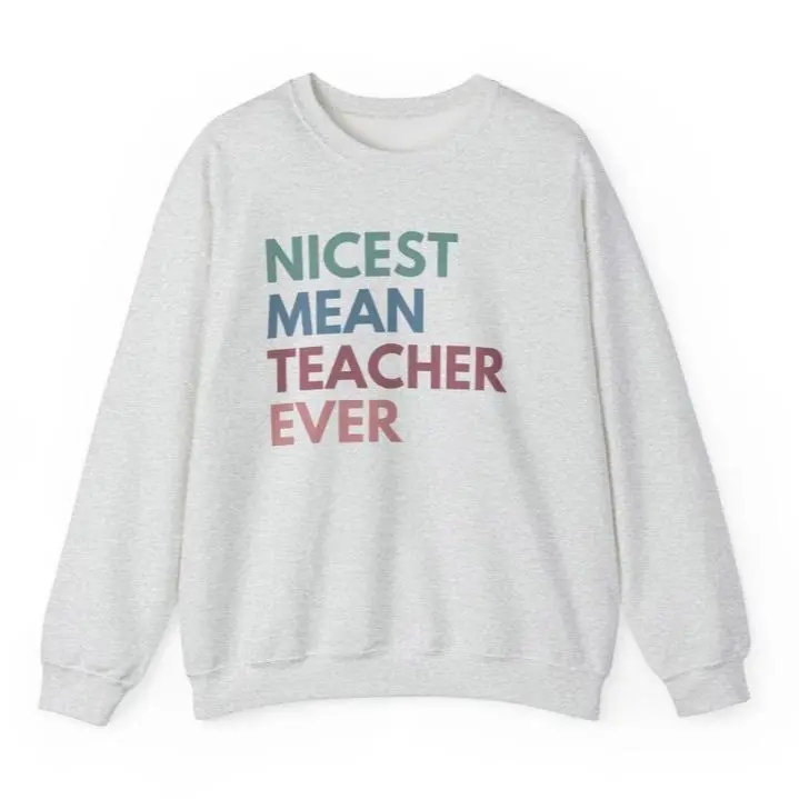 Nicest Mean Teacher Ever Shirt, Funny Teacher Sweatshirts, High School Teach Sweatshirt, Sarcastic Teacher Gift