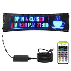 【DealsForYouDays】VEVOR Programmable LED Sign, P5 Full Color LED Scrolling Panel, DIY Custom Text Animation Pattern Display Board, Bluetooth APP Control Message Shop Sign for Store Business Car Advertising, 32.9"x8"