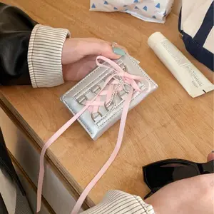 Sweet Style Lace Bowknot Short Wallet For Women High Quality Button-Up Trifold PU Leather Card Holder Compact & Functional Mini Purse Hand Wash Only