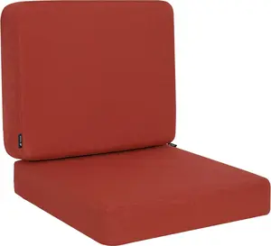 Outdoor Deep Seat Cushion Set, 22 x 22 Inch Rainproof & 3-Year Fade Resistant Patio Furniture Cushions, Removable Seat Bottom & Back Cushion covers with Ties for Chair, Sofa, Couch, Red